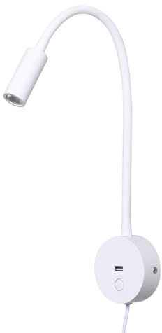 Wall Mount Reading Light Touch Switch Dimmable Power 3W Warm White 3000K USB A Charger Plug Cord 1.8 Meters Input 100-240V AC