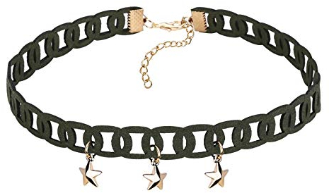 Gualiy Kragen Halskette Einstellbar Samt Halsband Stern Form Maskenspiel Kropfband Klassische Damenkette Gold Grün, 31.1+4.5CM