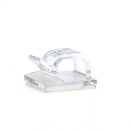 TRIXES 100er Kabelclips – Selbstklebende Kabelhalter Transparent | Klebende Rückseite, Kabelorganisation, Schreibtisch, Wandmontage, Büro