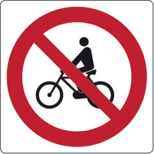 NEW CARTELLO SEGNALETICO QUADRATO - vietato il transito alle biciclette - Adesivo Extra Resistente, Pannello in Forex, Pannello In Alluminio (PANNELLO IN FOREX 30X30 CM)