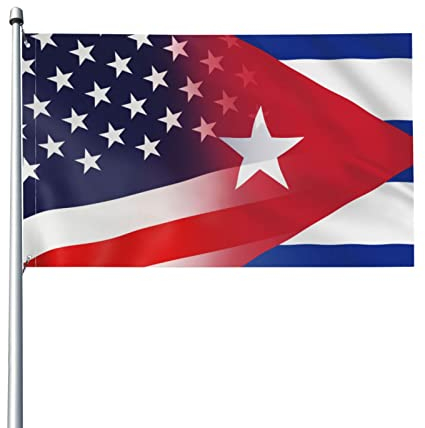 Bandera de Cuba y Estados Unidos de 3 x 5 pies, colores vivos y resistentes a la decoloración UV, banderas de Cuba y Estados Unidos para interiores y exteriores