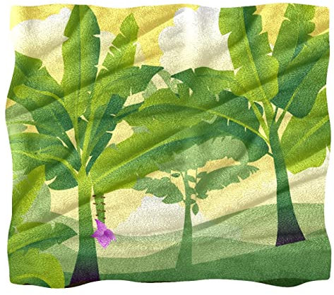 Fleece-Überwurfdecke für Couch, Sofa oder Bett, gemütliche, weiche Decken, Bananenbaum, Blätter