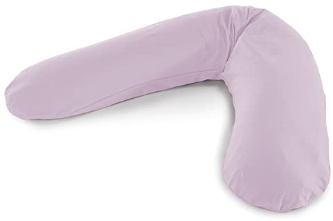 Theraline Das Original Schwangerschaftskissen & Stillkissen 190cm – Seitenschläferkissen Stillkissen Mikroperlen – inkl Stillkissenbezug Lavendel Bambus Kollektion