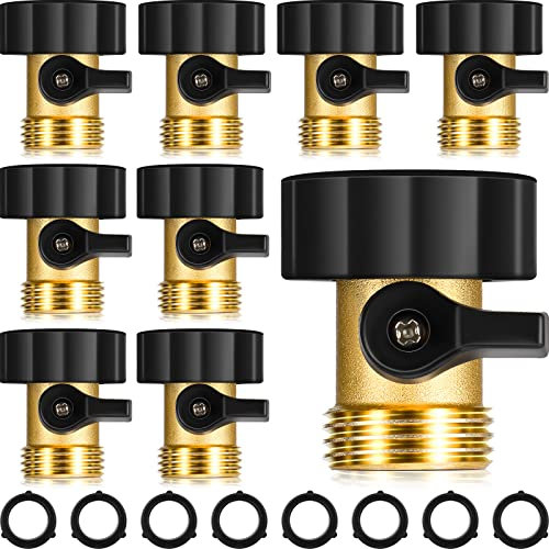 8 Pack Heavy Duty Brass Shut off Valve Garden Hose Connector Water Hose Shut off Valve 3/4 Hose Valve with 6 Extra Pressure Washers