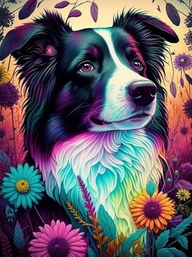 VAIIEYO 5D DIY 5D Diamond Painting Erwachsene Hund, Diamant Painting Bilder Malerei Kits Tier, Malen Nach Zahlen Diamant Home Wand Decor Gemälde Kreuzstich Diamond Dekoration 30x40 cm