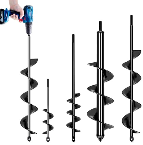 DOKOLES 4 Pack Garden Ground Earth Spiral Drill Bit for 3/8 Hex Drive Drill, Auger Drill Bits for Bulbs Planting, Hole Digger Flowers,Bedding Digging Plant Rapid Planter Tool