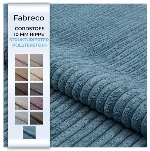 Fabreco CORDSTOFF Meterware LINKO (100 cm x 140 cm) – Superweicher Breitcord-Samt Stoff Meterware für Sofa & Stühle – Polsterstoff für Möbelstoff – Möbelstoffe, Dekostoff & Stoffe DIY (Türkis 75)