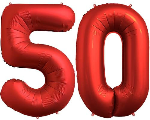 FUNFEST Ballons 50. Geburtstag Rot Chrom 100cm