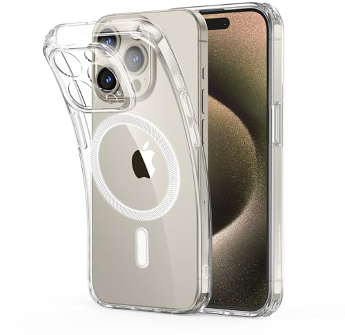 ESR für iPhone 15 Pro Max Hülle, MagSafe Kompatibel, Kameraschutz Stoßfeste Dünne Handyhülle für iPhone 15 Pro Max Case, Widersteht Vergilbung Kratzern, Magnetische Silikon Schutzhülle, Klar