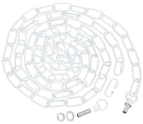 PATIKIL 10Ft Illuminazione Catena per Lampada Pendente Plafoniera Catena Lampadario Catena Portata 65 Lbs per Pendente Luce Soffitto Ventilatore Bianco