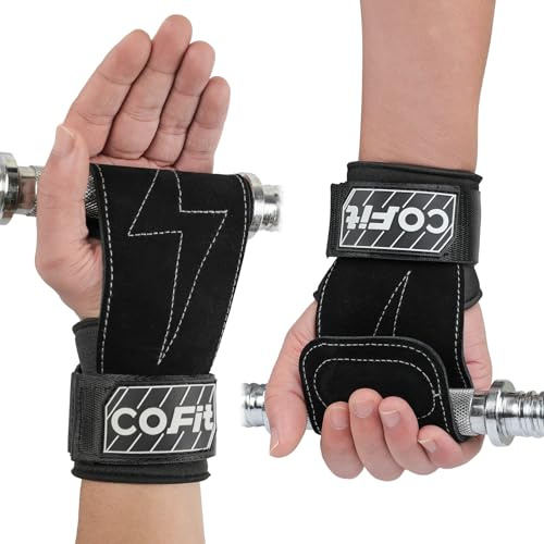 COFIT Cinghie da Polso per Sollevamento Pesi, Fascette da Polso per Allenamento, Straps Palestra, Fascette Sollevamento Pesi, Presa Migliorata per Una Protezione Ottimale di Mano e Polso - Nero