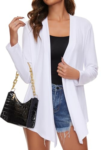 Famrrifuu Cardigan Donna Lungo Giacca Leggero Maniche Lunghe Aperto Davanti Elegante Cardigan Orlo Irregolare