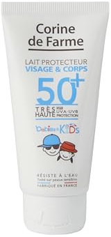 Corine de Farme - Leche Protectora Babies & Kids SPF50+ Bebés y Niños - Muy Alta Protección UVA y UVB - con Monoï de Tahití - Sin Perfume - Tamaño de Viaje 50ml