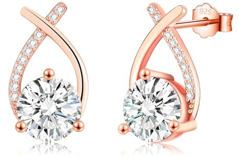 Silver Stud Earrings for Women, 925 Sterling Silver Stud Cubic Zirconia Studs, Dainty Hypoallergenic Silver Earrings for Women Men Girls