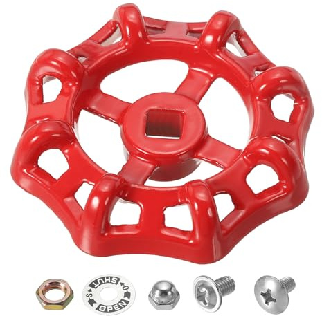 PATIKIL Faucet Handle, Cast Steel, Red, 8x8mm Square Hole, 77mm Round Handle, Painted Finish, Corrosion Resistant, Outdoor Use