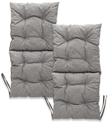 MG Design Stuhlkissen 2er Set 50 x 100 cm Sitzkissen grau - Gartenstühle Sitzauflagen aus Polsterstoff, mit weicher Füllung, mit Schnüren zum Binden - Niedriglehner Auflagen