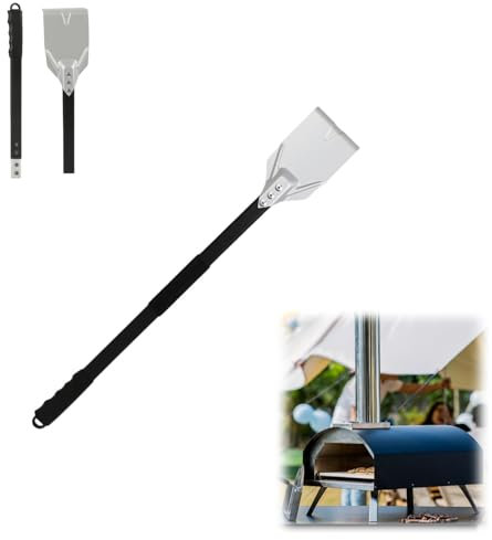 Générique Râteau de Four à Pizza, râteau à Cendres, râteau à Charbon de Bois, Barbecue, tisonnier, Outil de Nettoyage en Acier Noir pour Barbecue au Charbon de Bois
