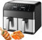 Freidora de Aire Dual con Pantalla LCD, Combo de freidora de Aire de 8 L con Temporizador y Control de Temperatura de 80 ℃ a 200 ℃, Horno de freidora de Aire Doble Multifuncional sin Aceite de 1000 W
