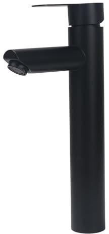 Minnhua Grifo baño lavabo alto grifo para lavabo alto grifo lavabo monomando mezclador para baño control agua caliente y fría altura del pico 20 cm cromo negro