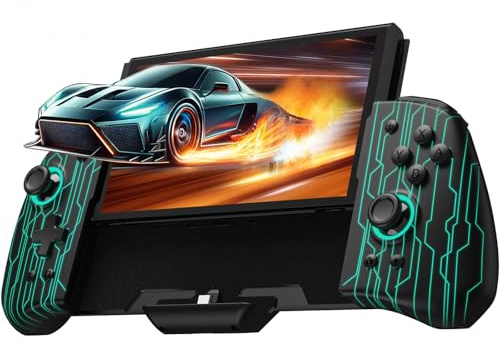 Lumineuse Switch Controller Compatible avec Nintendo Switch/OLED, Luminpad ergonomique Switch contrôleur de poche, monobloc Joypad Controllers - 7 LED couleurs/Turbo/Mapping, Mécanique Cyber Noir