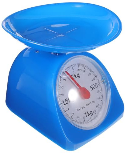 OKUMEYR Bilancia Da Cucina Rotonda Retrò 1-2 Kg Utensile Per Misurazione Alimenti Scala Leggibile Senza Batterie Materiale Plastico