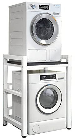 Support de sèche-linge à hauteur réglable pour machine à laver et sèche-linge à chargement frontal, kit d'empilage portable avec support de rangement, capacité de 400 kg