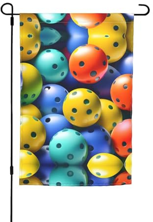 Pickleball-Kugeln mit Farbmuster-Druck, Winter-Gartenflagge, doppelseitig, Gartenflaggen für Gartendekoration (nur Flagge)