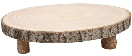 KESOTO Wood Slice Stand Indoor Wooden Plant Stand Display Craft Rustic Wedding Cake and Cheese Board Cupcake Pedestal Decoration, L
