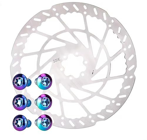 ZTTO 220mm Bike Disc Brake Rotor Thicken 2.3mm, More Durable Stainless Steel Bicycle Disc Brake Rotor with Colored Bolts for Road Bike, Mountain Bike, MTB, BMX (220mm)