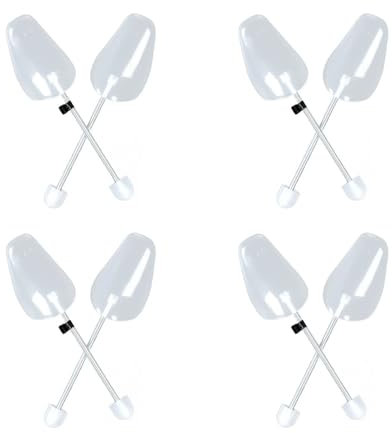 Shoe Trees for Men – 4 Pairs Adjustable Shoe Stretcher, White Plastic Shoe Shaper with Spiral Spring, Durable Shoe Expander for Men, Anti-Wrinkle Shoe Stretcher for Sneakers, Boots & Dress Shoes