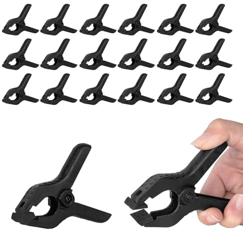 EMART 20 Pack Small Spring Clamps,Mini Nylon Backdrop Clips-3inch,Black | Professional Nylon Clips,Strong Grip Hold Sturdy,Rubber Coated,Rotatable Jaw,Photography Studio,Backdrop,Paper,Woodworking