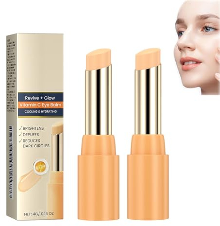 Revive Glowing Vitamin C Augenbalsam-Stick, Augenreparaturcreme, aufhellender Balsam, verbessert Augenringe und reduziert Schwellungen, tiefenwirksame Feuchtigkeitscreme, gegen Falten (2pcs)