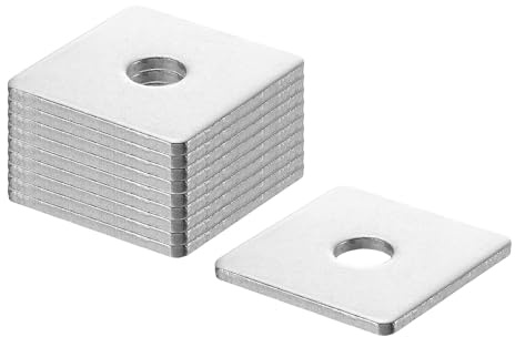 QUARKZMAN 10 Stück Quadratische Unterlegscheiben M10 x 40 x 40 x 3 mm, 304 Edelstahl Dichtscheiben Silber Weiß Vierkantscheiben, Flache Beilagscheiben für Schrauben Muttern Gewindestange