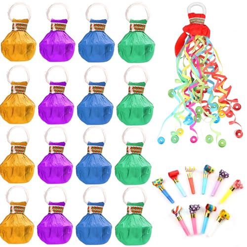 22Pcs Set Streamers, Party Streamers, Confetti Poppers, Hand Throw Pop Out Streamers Colorful Hand Toss Ribbon Paper Crackers Cannon for Celebration Propose Engagement Wedding Birthday Party