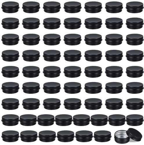 64 Pack Salve Tins with Lids 0.5 oz Containers with Lids Round Lip Balm Tin Aluminum Cosmetic Sample Container Small Metal Storage Jars Travel Empty Tin Cans for Salves, Candles, Cream, Cosmetics