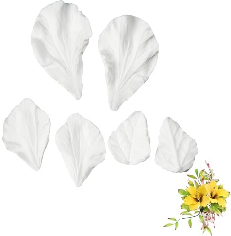 6 Pieces Silicone Petal Leaves Veiner Cake Fondant Embosser Mold Sugarcraft Decorating, Chocolate Baking Mould Tool Clay Craft Sugar Paste Gum Pastry Cupcake Topper Decor Molds