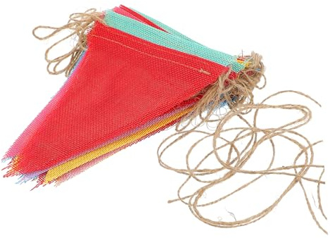 GETAJGHSD 1 paquete Banderín de Tela Bicolor para Fiestas y Bodas Guirnalda de Metros Triángulos de Imitación Lino Decoración para Jardín y