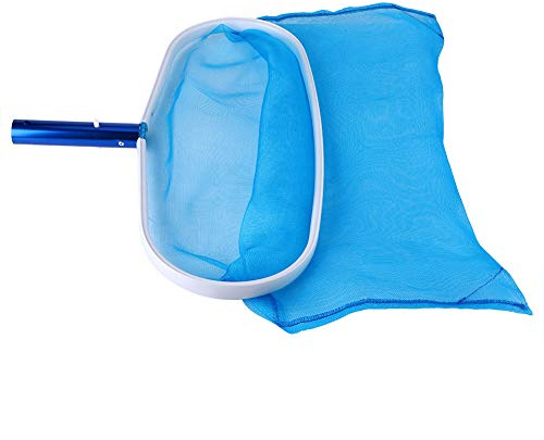 ANKROYU Rastrillo de Hojas para Piscina de Malla Fina Resistente, Limpiador de Skimmer para estanques, y peceras, Marco de plástico de Aluminio Duradero, Color Azul, Red Grande pa
