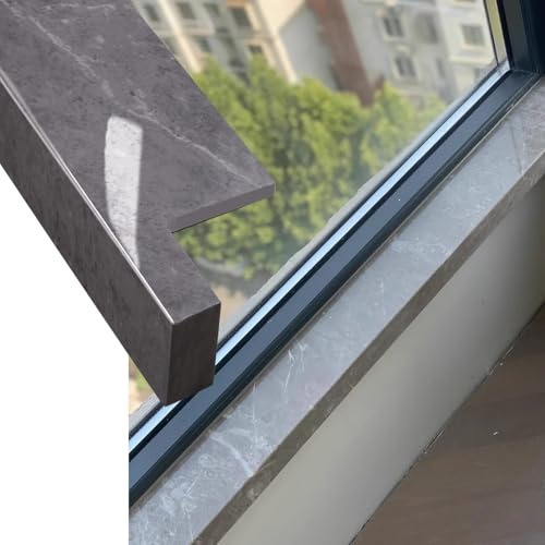 Copertura per davanzale della finestra, colore grigio scuro, protezione in stile marmo, per decorazione domestica, 120 x 20 cm, elegante pannello per finestra per uso domestico