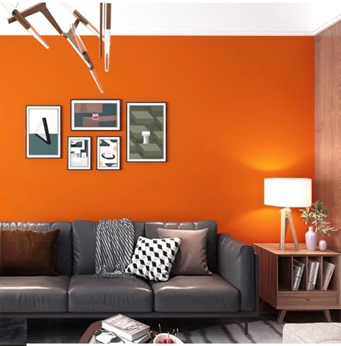 ESSMOKO Papier peint autocollant non tissé orange couleur unie imperméable pour dortoir chambre à coucher salon orange rouge 53 * 300 cm