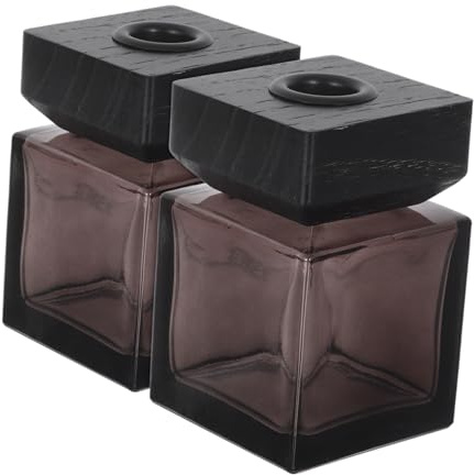PRETYZOOM 2piezas Botellas De Aroma Frascos De Vidrio para Aromaterapia Frascos Difusor Vacío con Tapas De Madera para Aceites Esenciales Uso Dormitorio
