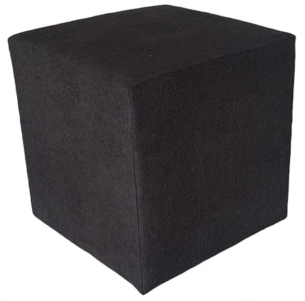 Extrasen Hocker Wohnzimmer Sitzhocker - Quadratisch 40 x 40 cm - Sofahocker - Tornado Stoff - Schwarz