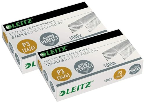 Leitz Power Performance Heftklammern P4 (24/8mm) P3 (24/6mm), Verzinkt (P3 24/6, 1 x 1000 Stück (Packung mit 2))
