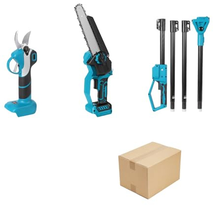 Scie à Chaîne d'Élagage 4-en-1 sans Fil & Sécure Électrique - Tronçonneuse de Branches Haute avec Perche Télescopique et Tête Orientable à 180° pour Jardin & Verger