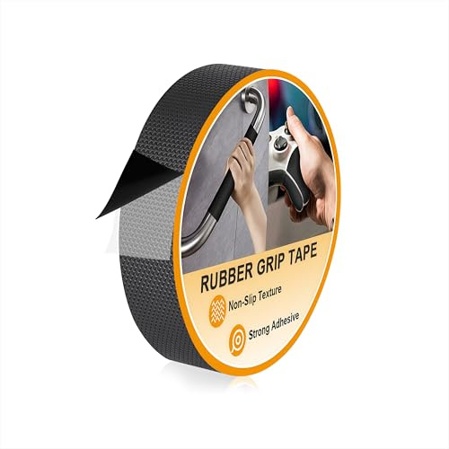 Qzakce Gummigriffband, Anti-Rutsch Grip Klebeband aus Gummi Selbstklebende Wasserdichte Rutschfestband, Machen Griffe oder Berührungsflächen Sicherer für DIY-Werkzeuge & Gadgets 2.5 x 500cm, Schwarz