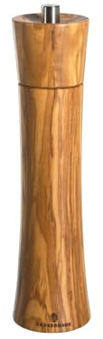 Zassenhaus Pfeffermühle Frankfurt, Olivenholz, 24cm | Gewürzmühle aus Olivenholz, Hochleistungskeramik Made in Germany, für Pfeffer und Kräuter, 25 Jahre Garantie