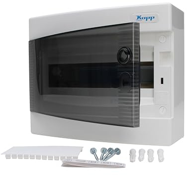 Kopp 350911047 Aufputz-Verteilerkasten mit Tür 1-reihig für 12 Pole, grau/schwarz