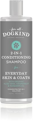 For All DogKind 2-in-1 Dog Shampoo - Refreshing Grapefruit and Mandarin Oil - Gentle Care for Dogs and Puppies - Flea and Tick Wash - Deep Clean & Boost Shine - 250ml