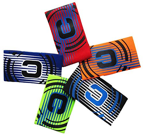 Haploon Football Soccer Captain Armband,Basketball Adjustable Player Bands,Colored Elastic Captain Armband Anti-Drop Captains Armbands for Adult - Pack of 5