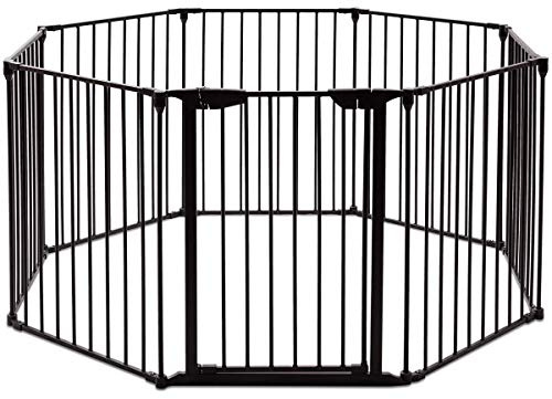 COSTWAY Recinto per Cani da Interno ed Esterno, Recinzione per Animali Domestici con 8 Pannelli in Metallo, Box per Cani e Gatti, 65 x 75 cm (Nero)
